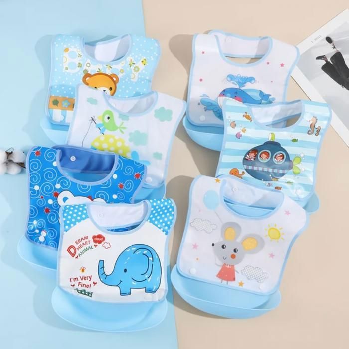 Bavoir pour bébé imperméable en silicone avec poignées amovibles