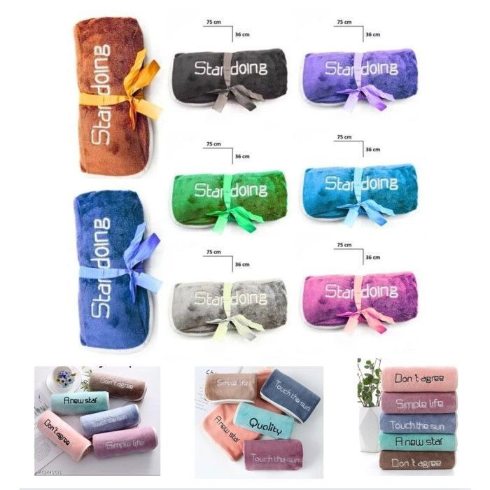Serviette de bain en coton vert menthe 36 x 75 cm (Couleur aléatoire)