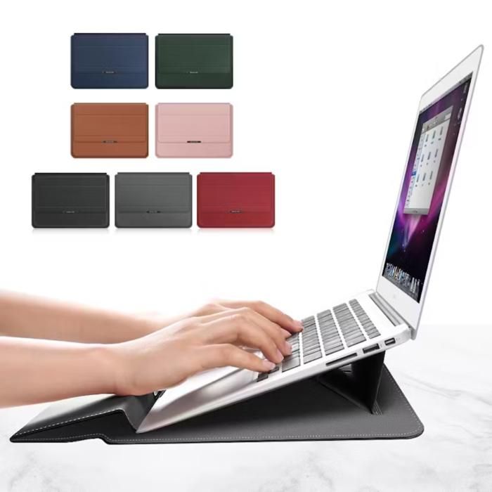 Housse pour ordinateur portable , en cuir marron