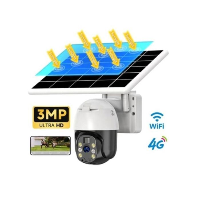 Caméra solaire sans fil extérieure wifi 4g 3mp avec vision nocturne pour maison