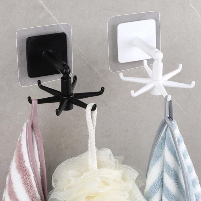 2 crochets mural multiusages, crochet organisateur de cuisine rotatif à 360 (couleur aléatoire)