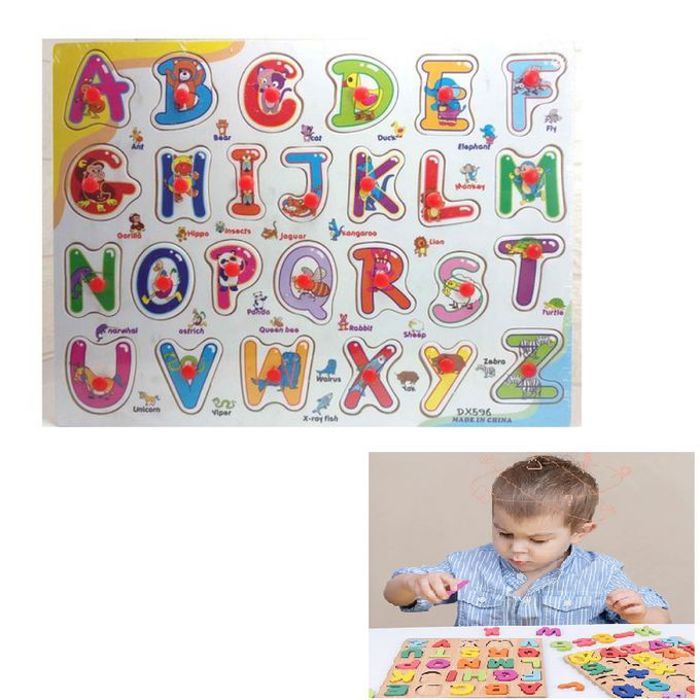 Puzzle éducatif abc alphabet vocabulaire en bois