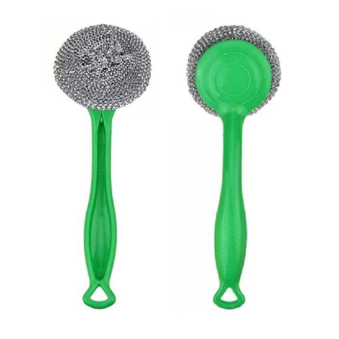Brosse à récurer magique forte en acier inoxydable à long manche
