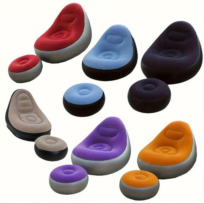 Chaise Longue Gonflable Portable pour Salon  - Camping et Pique-nique (Couleur Aléatoire)