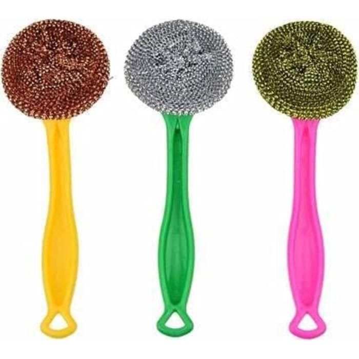Brosse de nettoyage à manche long en acier inoxydable graphite pour la vaisselle