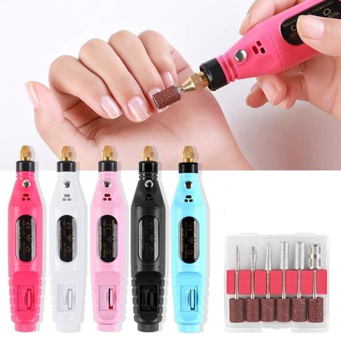 Perceuse manucure pédicure électrique rechargeable 6 bits ponçage