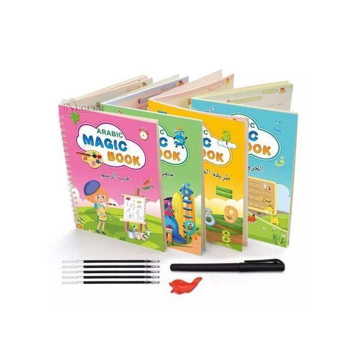 Cahier de calligraphie arabe réutilisable à rainure pour enfants, magic book 3d