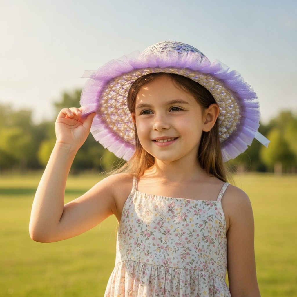 Chapeaux pour enfants de haute qualité, casquette d'été pour filles (Couleur aléatoire) - Marjane Mall - Image 4