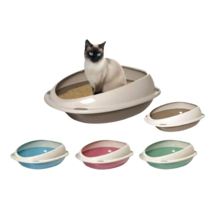 Toilette litière ouverte pour chats shuttle à bords relevés anti-projections 57 cm (Couleur aléatoire)