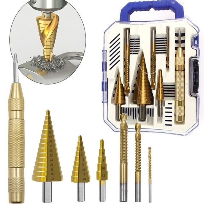 Kit de 7 forets en acier au titane