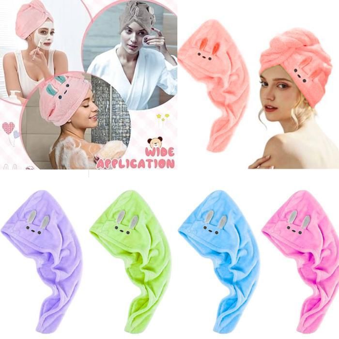 Bonnet de douche pour cheveux secs pour femmes, mignon, épais, absorbant l'eau couleur aléatoire