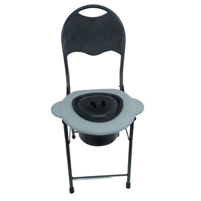 Chaise de wc pliante avec accoudoirs et seau amovible pour personnes âgées