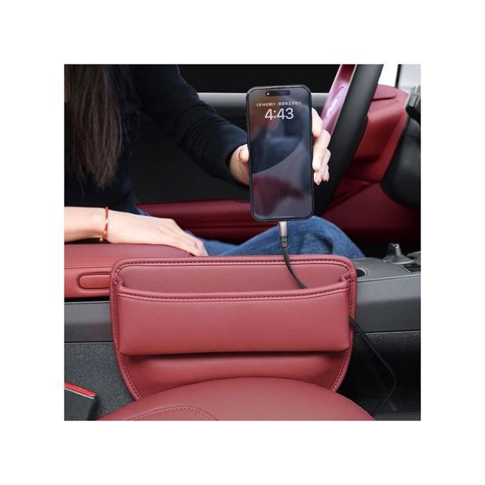 Boîte de rangement de siège de voiture en cuir pu
