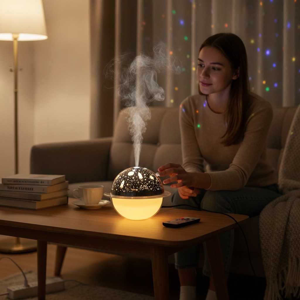 Led humidifier usb night lamp humidifier planet shaped 2-in-1 - Marjane Mall - Image 4