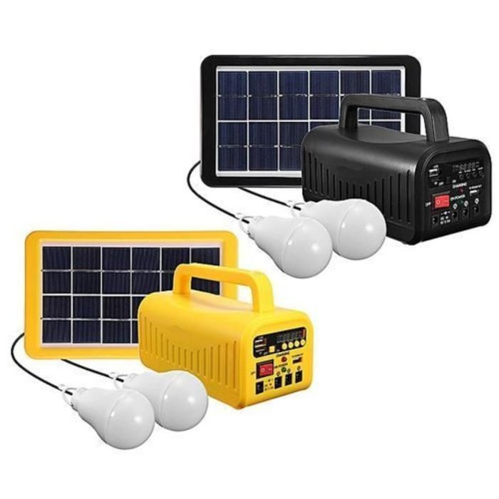 Kit générateur solaire avec 2 ampoules led, chargeur et radio