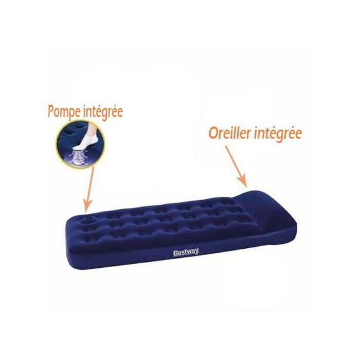 Pack Matelas Gonflable Bestway – Avec Oreillers inclus & Pompe de gonflage – Confort Velours