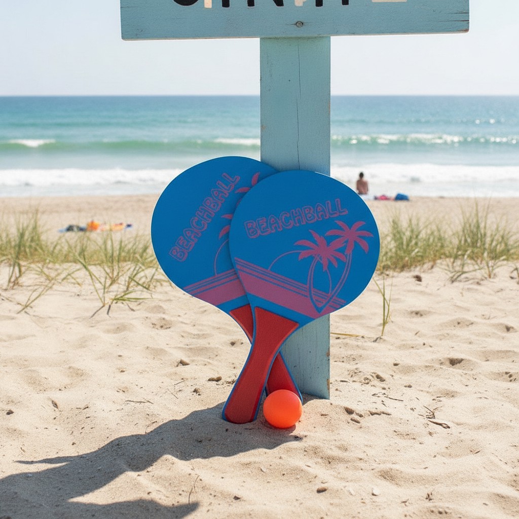 Raquettes de beach ball en bois - Marjane Mall - Image 3