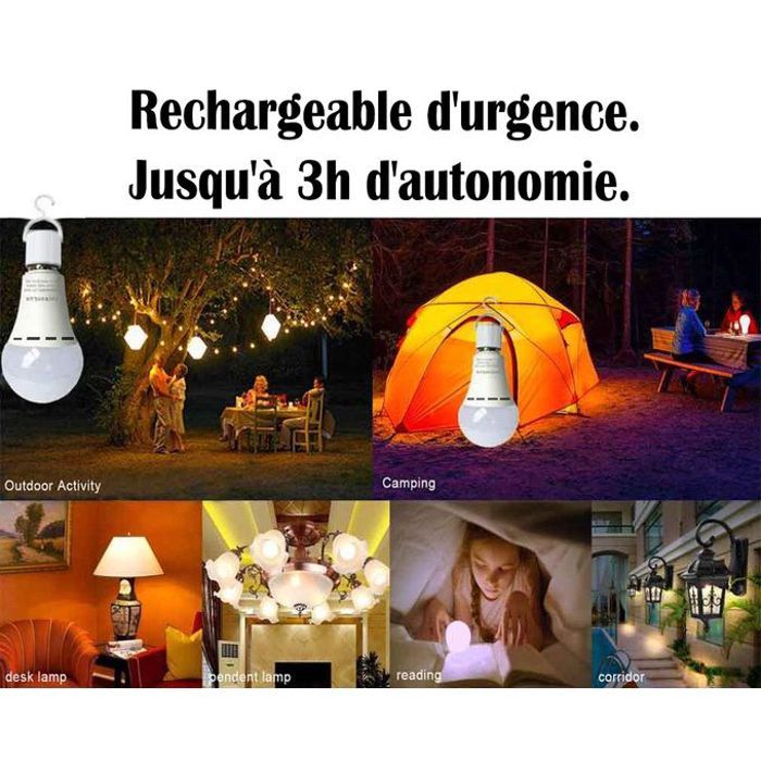 Wenova ampoule led rechargeable de secours  avec une autonomie de 3h,