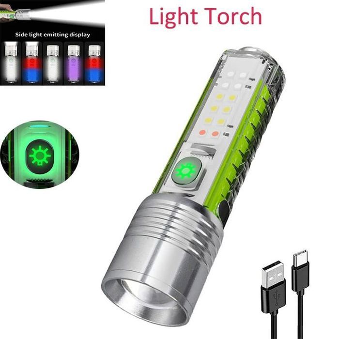 Lampe de poche uv led polyvalente à charge usb 8 modes