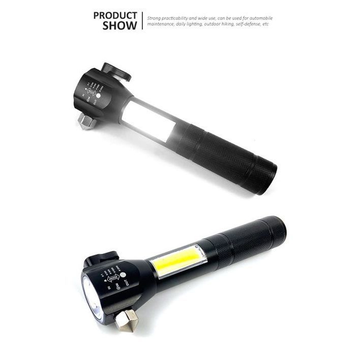 Lampe torche auto-défense, led stroboscopique lumière d'urgence marteau de sécurité