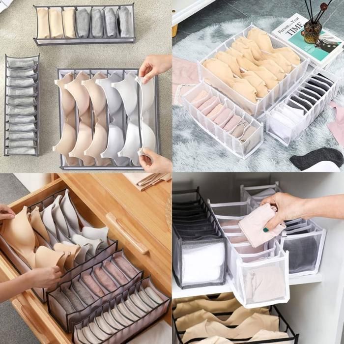 Boîte de rangement,sous vêtements organisateur placard tiroir étagère diviseur