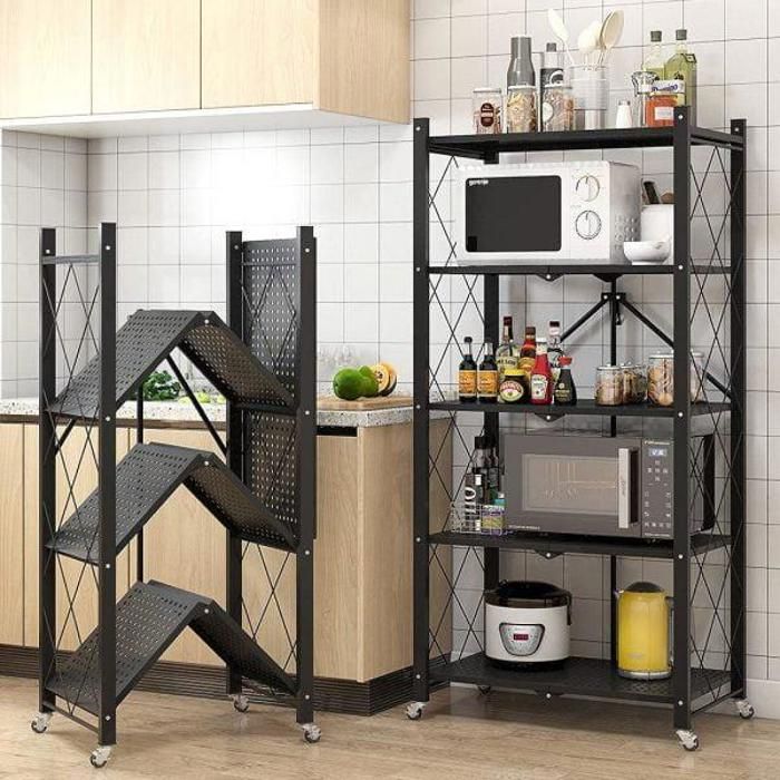 Étagère de rangement pliable en métal robuste 4 niveaux