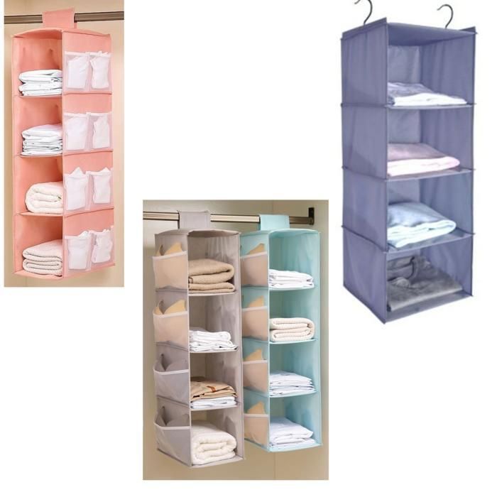 Sac de rangement mural multi-usage 4 niveaux pour vêtements ,chaussures, chapeaux