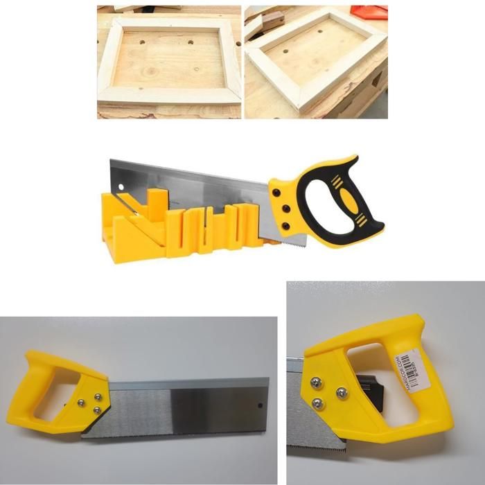 Boîte à onglets durable avec scie intégrée – idéale pour des coupes précises.