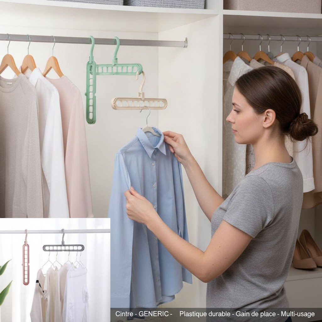 Cintre - GENERIC - Plastique durable - Gain de place - Multi-usage-(coleur aleatoire) - Marjane Mall - Image 4