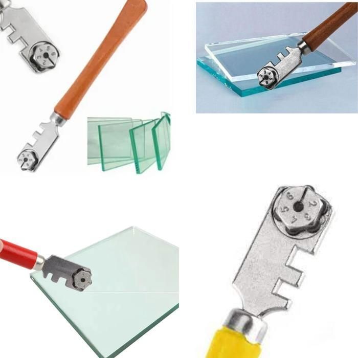 Coupe-carreaux de verre professionnel portable, coupe vitre avec 6 molettes (Couleur aléatoire)
