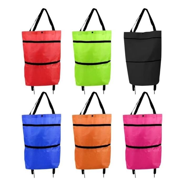 Sac de courses pliable - GENERIC - Chariot de supermarché - Multicolore - 38x18cm plié - 49x28cm déplié