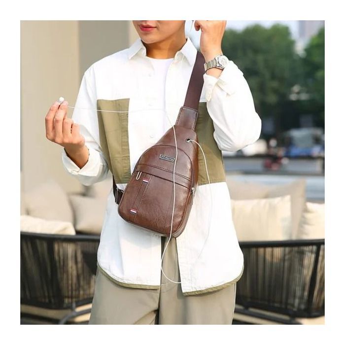 Sacoche à bandoulière en cuir pu pour homme, élégant et pratique