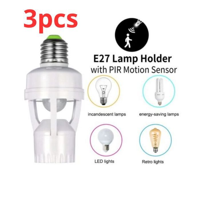 Trio de lampes led e27 avec détecteur de mouvement pir pour intérieur