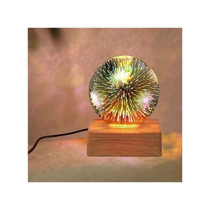 Lampe de table boule en verre lumière de nuit led romantique