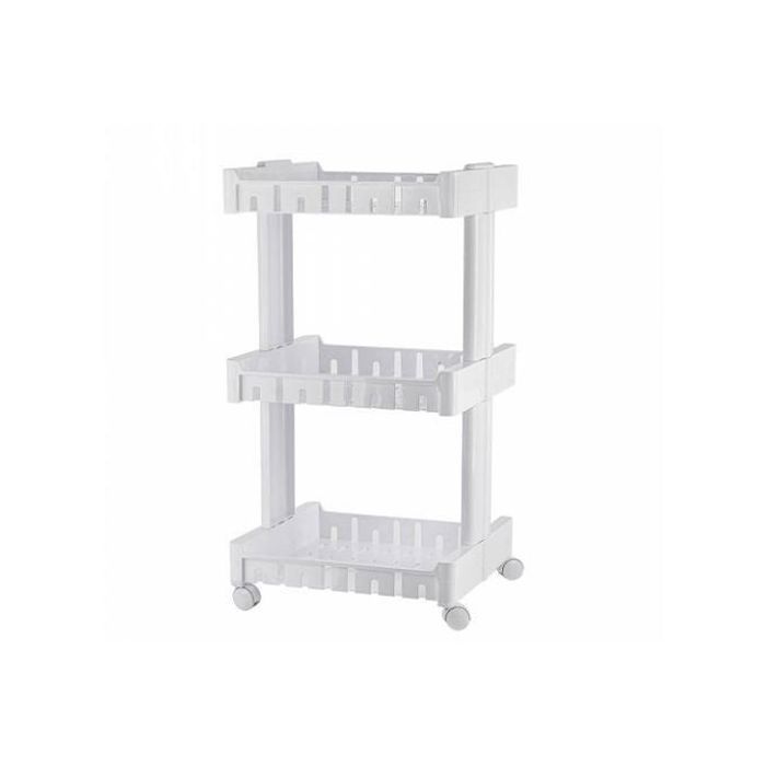 Chariot 3 niveaux avec roulette étagère en plastique pour rangement d'affaire