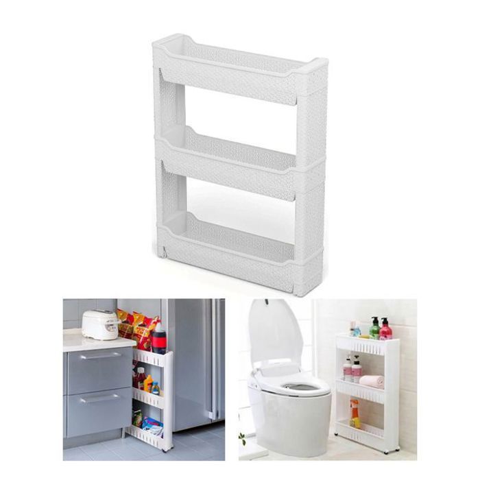 Étagère mobile avec 3 paniers de rangement