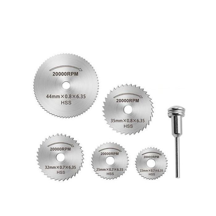 Ensemble de disques de coupe hss outil rotatif pour perceuses mandrin 6pcs