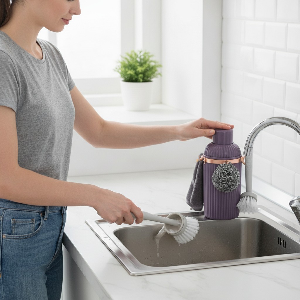 Ensemble complet de nettoyage pour cuisine, maison, toilette et douche (Couleur aléatoire) - Marjane Mall - Image 4