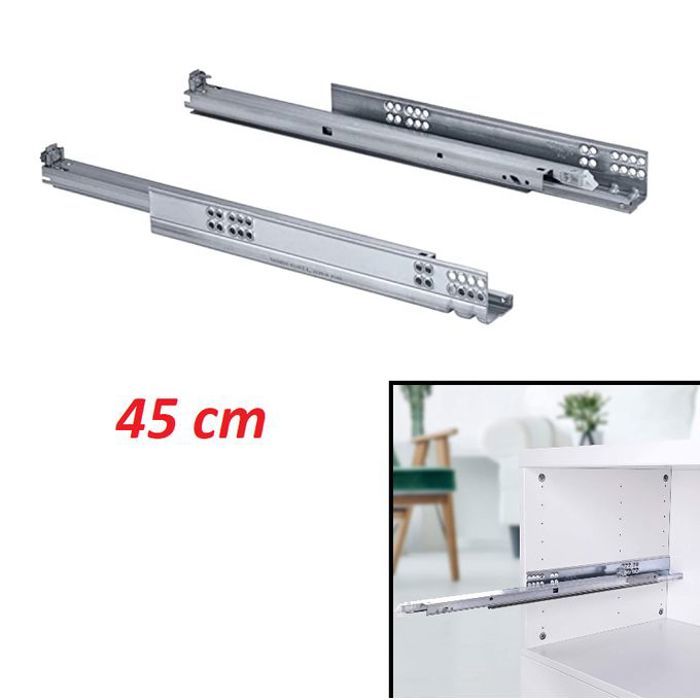 Paire de coulisses silent system, glissière de tiroir rails 45 cm
