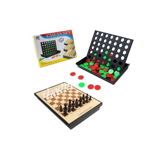 Backgammon & chess set 4 en 1 coffret de jeux de société dames, échecs et backgammon