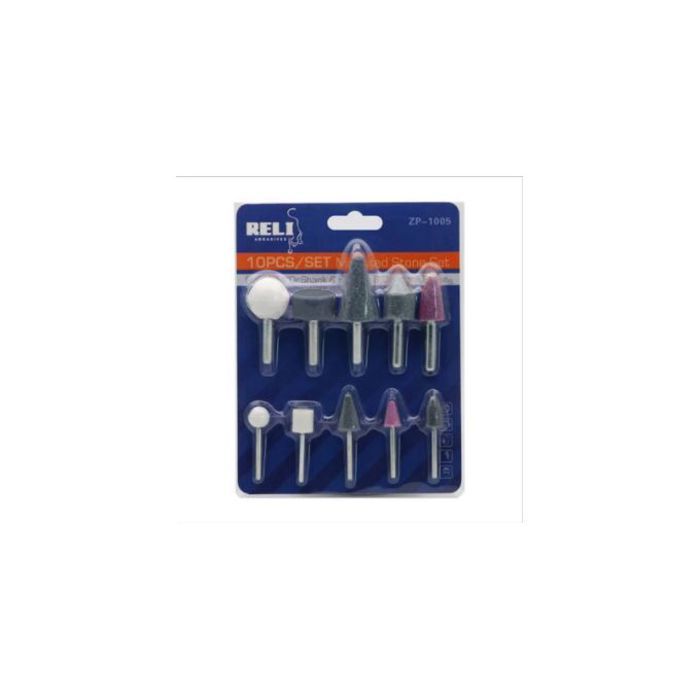 Kit de 10 pierres abrasives incrustées pour outils rotatifs