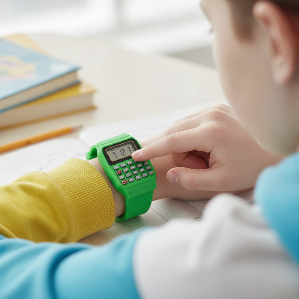 Calculatrice numérique colorée, de sport en silicone pour enfants multifonction vert (Couleur aléatoire) - Marjane Mall - Image 4