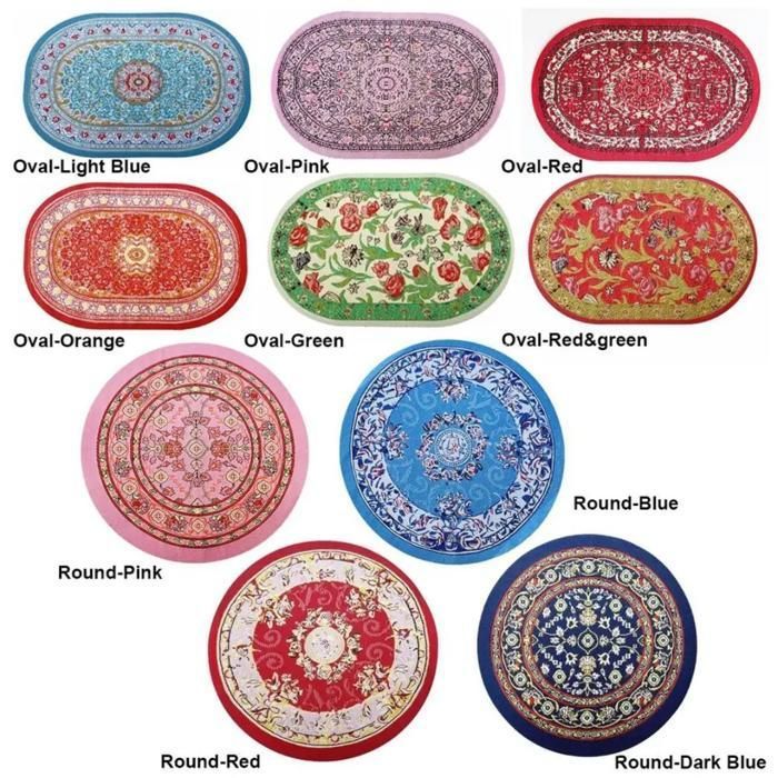 Tapis antidérapant pour une chambre, de forme ovale, avec de belles couleurs