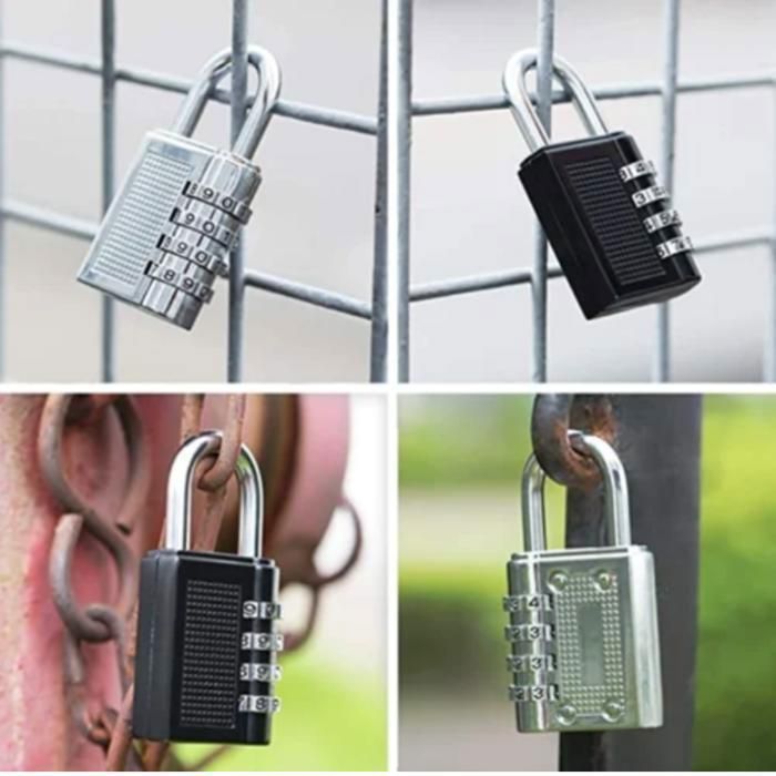 Cadenas résistant aux intempéries à code noir 4 chiffres