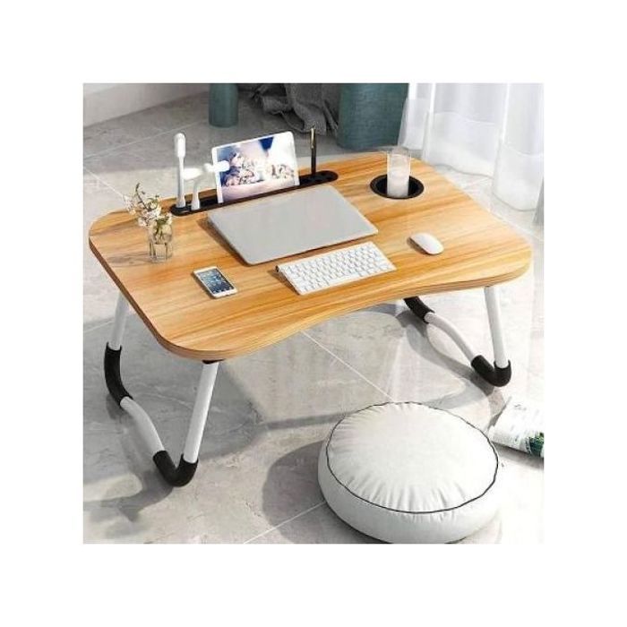 Table de lit pliable pour ordinateur portable avec porte-gobelet pour travailler