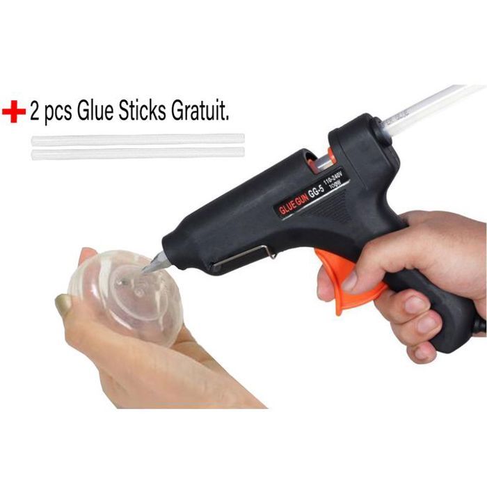 Pistolet à colle chaude professionnel, glue 100 watt + 2 batons de colle