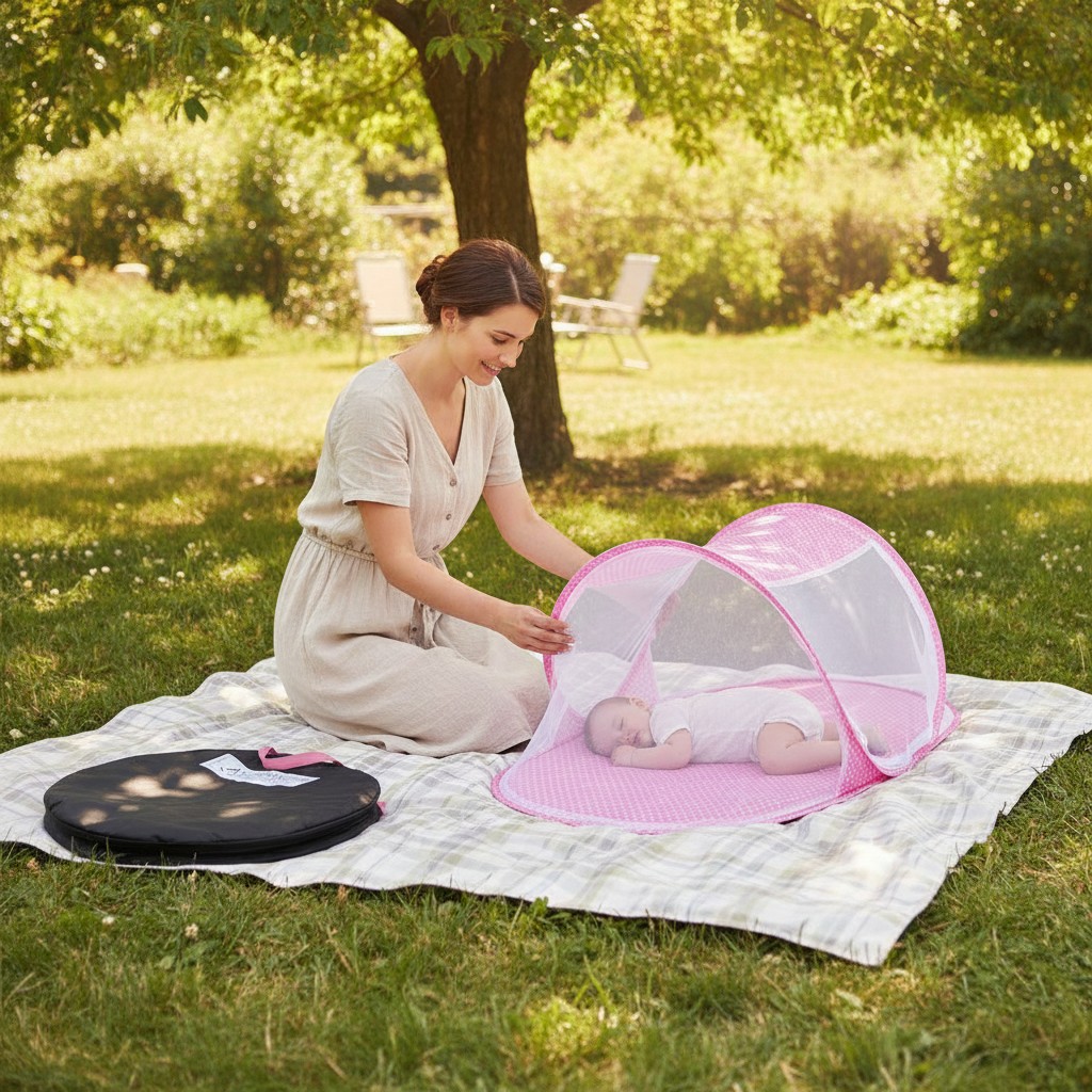 Lit bébé moustiquaire portable tente multifonction(Couleur aléatoire) - Marjane Mall - Image 4
