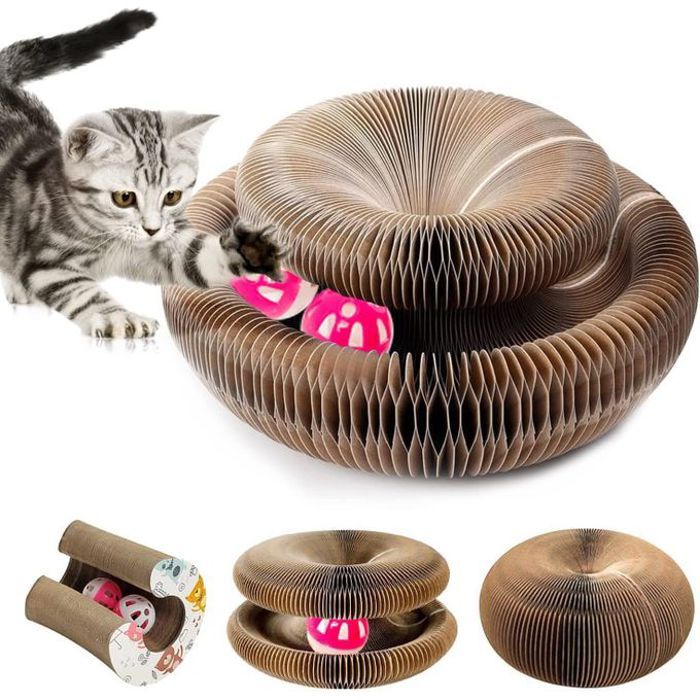 Grattoir pliable magique avec balle pour chat