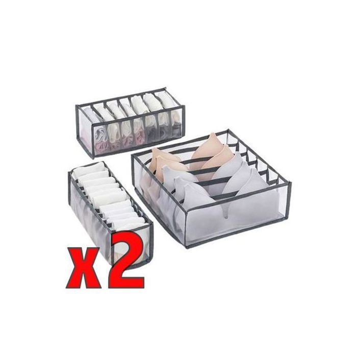 Organisateur de sous-vêtements pliables multigrilles 6 pièces