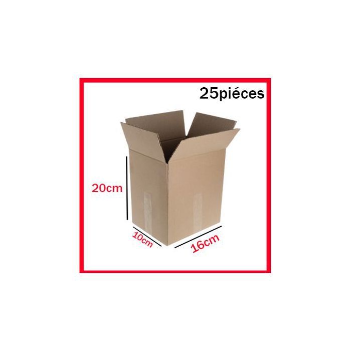 Lot de 25 boîtes en carton 20cm x 16cm x 10cm